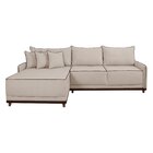 Sofá Linho 3 Lugares 264cm Com Chaise Lado Esquerdo E Kit Usb