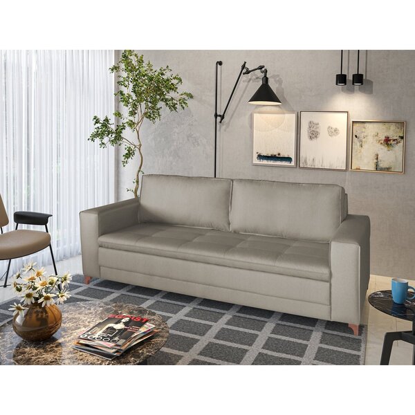 Sofá Linho 4 Lugares 230cm Living Donna Rr Divano Bege Acinze