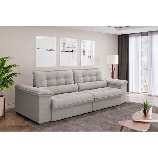 Sofá Linho Retrátil E Reclinável Majestoso 200cm Espresso Móv