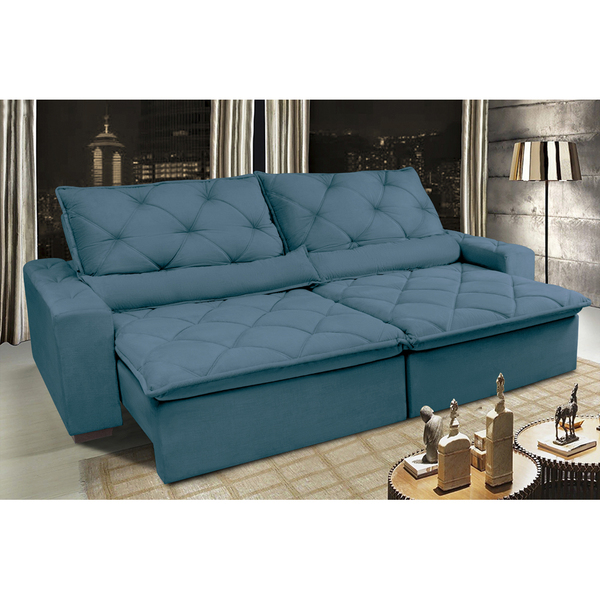 Sofá Lisboa 2,32m Retrátil, Reclinável Com Molas No Assento T