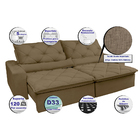 Sofá Lisboa 2,92m Retrátil, Reclinável Com Molas No Assento T