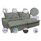 Sofá Lisboa 3,12m Retrátil, Reclinável Com Molas No Assento T