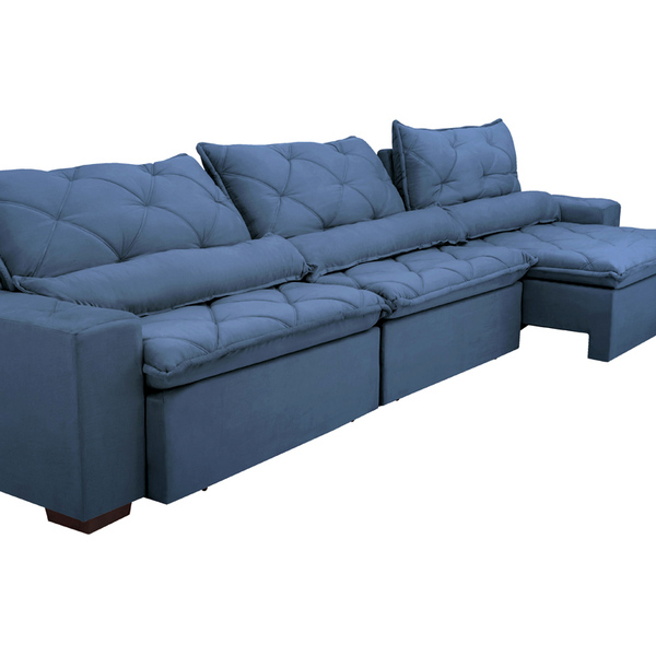 Sofá Lisboa 3,52m Retrátil, Reclinável Com Molas No Assento E