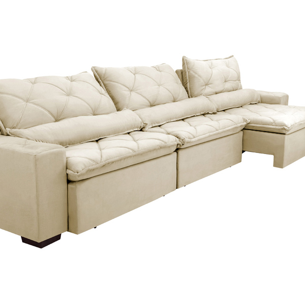 Sofá Lisboa 3,52m Retrátil, Reclinável Com Molas No Assento E