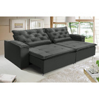 Sofá Lisboa Retratil E Reclinavel 2,92 Mts Suede Cinza Caroli