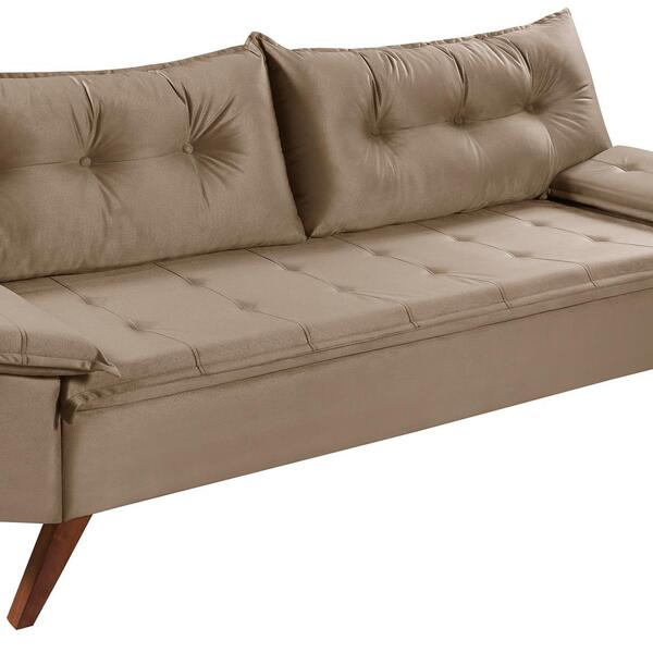 Sofá Lisboa Retrô 3 Lugares - Suede Areia