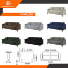 Sofa Liverpool 3 Lugares 195 Cm Base Madeira Talento Móveis