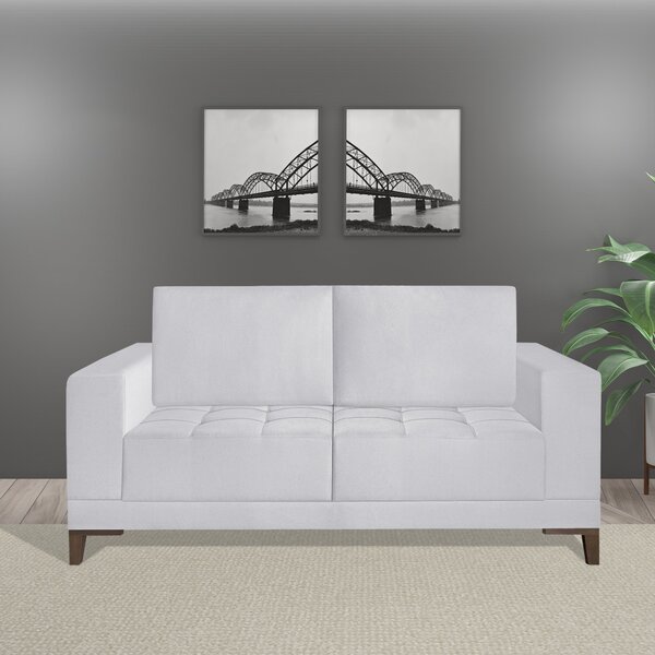 Sofá Living 160cm 2 Lugares Orion Espresso Móveis Cinza