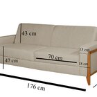 Sofá Living 176cm Veludo Com Molas E Pés Em Madeira Tokio Beg