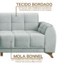 Sofa Living 195cm 4 Lugares Salon - Coliseu Turquesa