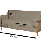 Sofá Living 196cm Veludo Com Molas E Pés Em Madeira Tokio Beg