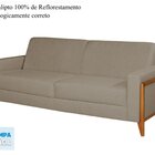 Sofá Living 196cm Veludo Com Molas E Pés Em Madeira Tokio Beg