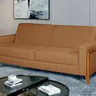 Sofá Living 196cm Veludo Com Molas E Pés Em Madeira Tokio Cob