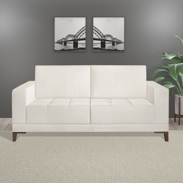 Sofá Living 200cm 3 Lugares Orion Espresso Móveis Linho/cru