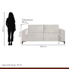 Sofá Living 240cm 3 Lugares Orion Espresso Móveis Bege