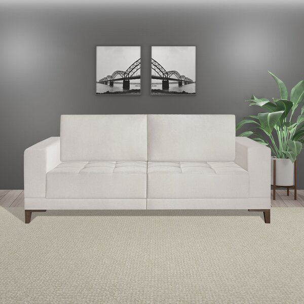 Sofá Living 240cm 3 Lugares Orion Espresso Móveis Bege