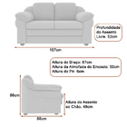 Sofá Living 2 Lugares 157cm Áurea Courino Marrom - Sallar Home