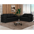 Sofá Living 2 Lugares 157cm Áurea Courino Preto - Sallar Home