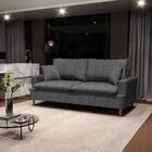 Sofá Living 2 Lugares 160cm Com Almofadas Veras D05 Linho Cin