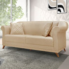 Sofá Living 2 Lugares 1 60m Vênus Linho Dourado Pés Castanho