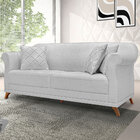 Sofá Living 2 Lugares 1 60m Vênus Linho Pés Castanho - Pallaz