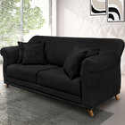 Sofá Living 2 Lugares 1 60m Vênus Suede Preto Pés Castanho -