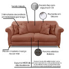 Sofá Living 2 Lugares 1 60m Vênus Veludo Cobre Pés Castanho -