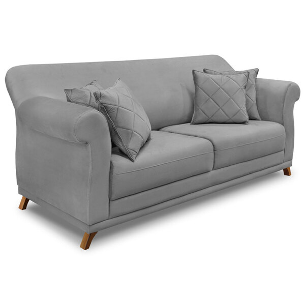 Sofá Living 2 Lugares 1 60m Vênus Veludo Pés Castanho - Palla