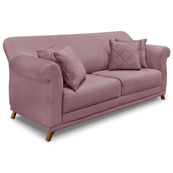 Sofá Living 2 Lugares 1 60m Vênus Veludo Pés Castanho - Palla