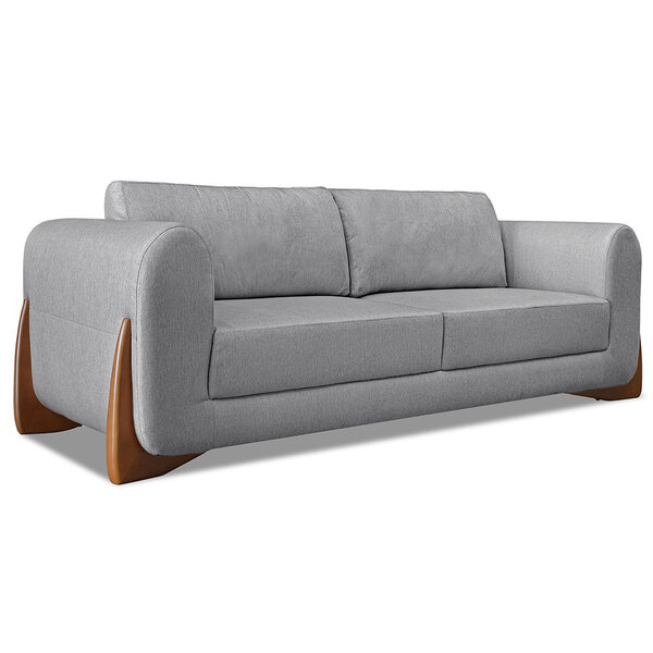 Sofá Living 2 Lugares 1 80m Lottus Linho Grafite Pés Castanho