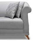 Sofá Living 2 Lugares 1 80m Vênus Linho Grafite Pés Castanho