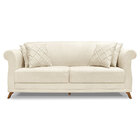 Sofá Living 2 Lugares 1 80m Vênus Linho Natural Pés Castanho