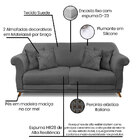 Sofá Living 2 Lugares 1 80m Vênus Suede Cinza Pés Castanho -