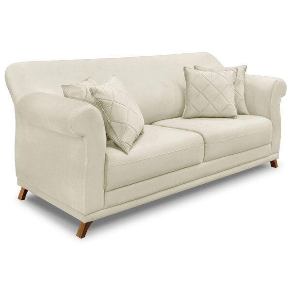 Sofá Living 2 Lugares 1 80m Vênus Veludo Pés Castanho - Palla