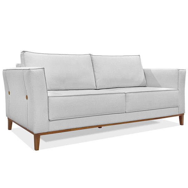 Sofá Living 2 Lugares 1 90m Vega Linho Cinza Pés Castanho - P