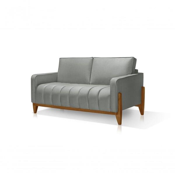 Sofá Living 2 Lugares C/ Base Retro Cinza