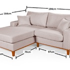 Sofa Living 2 Lugares Chaise Revestido Linho Base Em Madeira