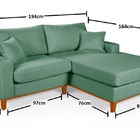 Sofa Living 2 Lugares Chaise Revestido Linho Base Em Madeira