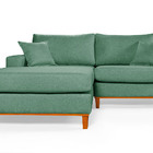 Sofa Living 2 Lugares Chaise Revestido Linho Base Em Madeira