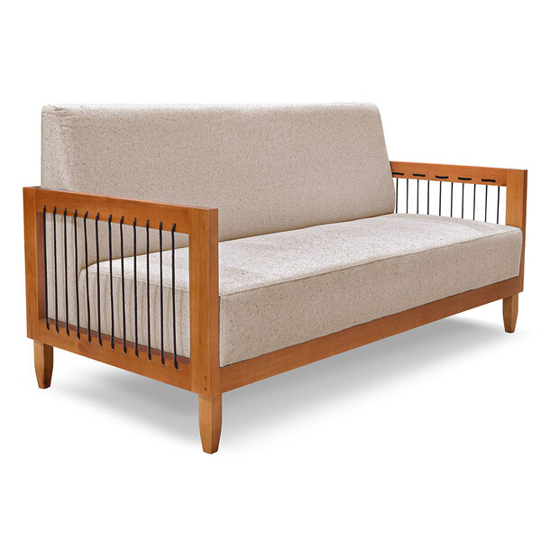 Sofá Living 2 Lugares Marilia 1 60m Linho Base Em Madeira Cas