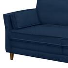 Sofá Living 3 Lugares 180cm Pés Madeira Efraim F05 Veludo Azu