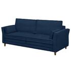Sofá Living 3 Lugares 180cm Pés Madeira Efraim F05 Veludo Azu