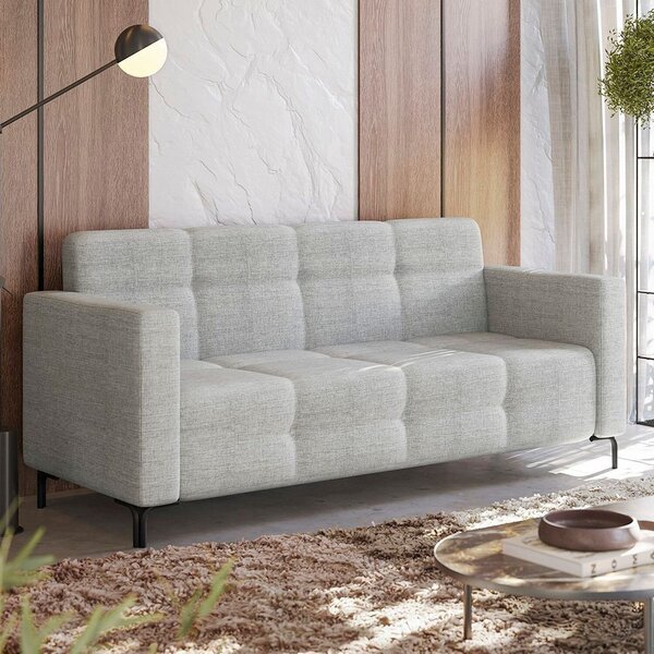 Sofá Living 3 Lugares 200cm Belize Espresso Móveis Cinza Claro