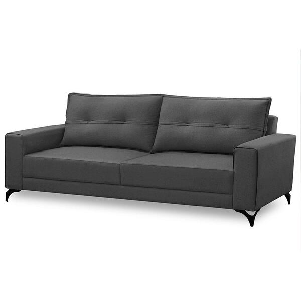 Sofá Living 3 Lugares 200cm Pés Em Aço Obelisco F05 Veludo Gr