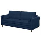 Sofá Living 3 Lugares 200cm Pés Madeira Efraim F05 Veludo Azu