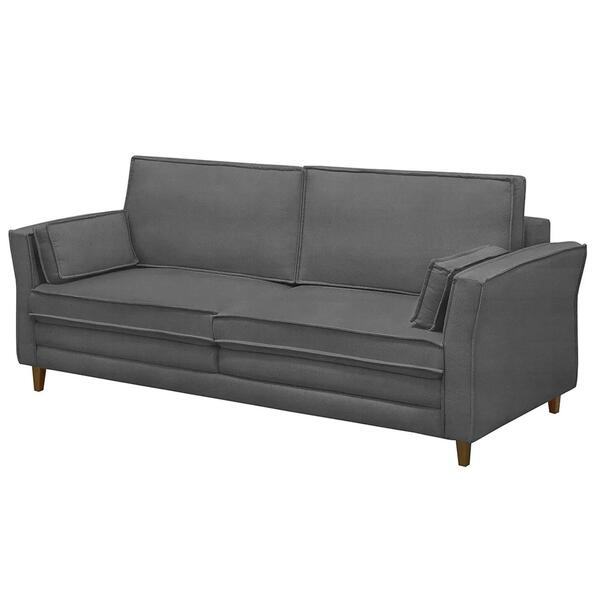 Sofá Living 3 Lugares 200cm Pés Madeira Efraim F05 Veludo Gra