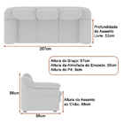 Sofá Living 3 Lugares 207cm Áurea Courino Marrom - Sallar Home