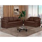 Sofá Living 3 Lugares 207cm Áurea Courino Marrom - Sallar Home