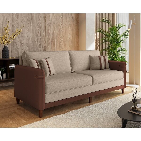 Sofá Living 3 Lugares 212cm Manágua Espresso Móveis Linho Beg