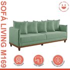 Sofá Living 3 Lugares 215cm Pés Em Madeira Maciça Linho Suéci